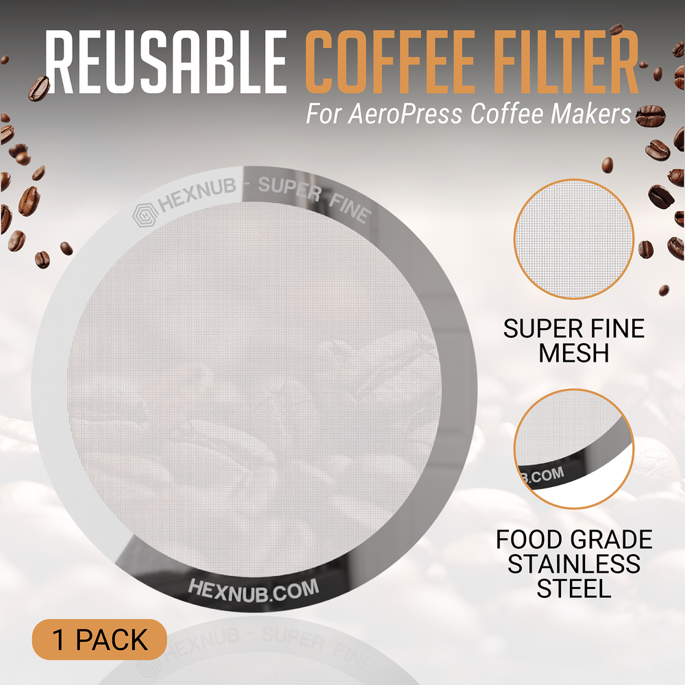 2 Pack Stainless Steel Coffee Filters For AeroPress - Fine & Ultra-Fine Reusable Metal Discs